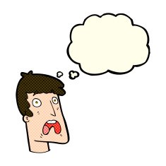 cartoon shocked man with thought bubble N53