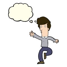 cartoon rushing man with thought bubble N5