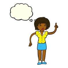 cartoon woman with idea thought bubble N124