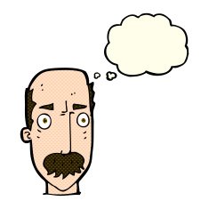 cartoon annoyed old man with thought bubble N32
