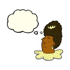 cartoon queen head with thought bubble N6