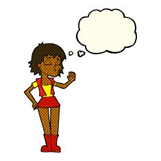 cartoon cool girl with thought bubble N14