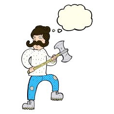 cartoon man with axe thought bubble N5