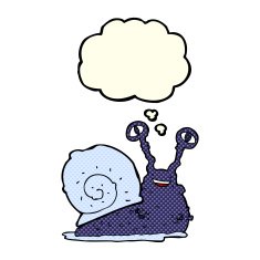 cartoon snail with thought bubble N13