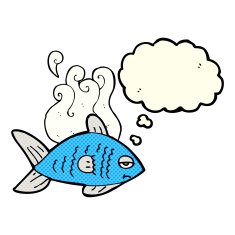 cartoon funny fish with thought bubble N9