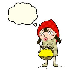 little red riding hood cartoon with thought bubble N4