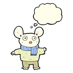 cartoon mouse in clothes with thought bubble N5