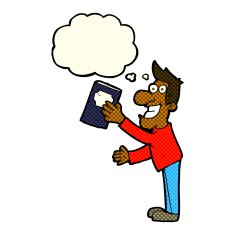 cartoon man with book thought bubble N6