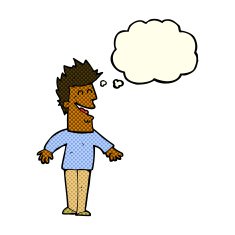 cartoon happy man with thought bubble N231