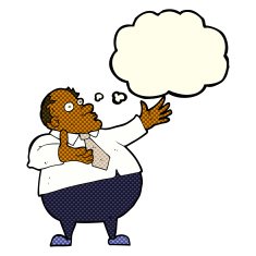 cartoon exasperated middle aged man with thought bubble N6