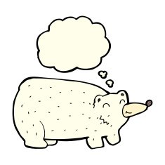 funny cartoon polar bear with thought bubble N14