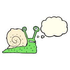 cartoon snail with thought bubble N14