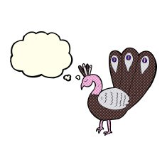 cartoon peacock with thought bubble N6
