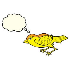 cartoon garden bird with thought bubble N18