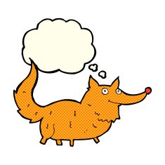 cartoon little dog with thought bubble N11