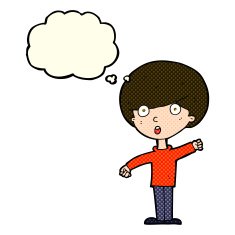 cartoon shocked boy with thought bubble N14