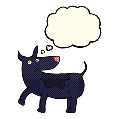 funny cartoon dog with thought bubble N12