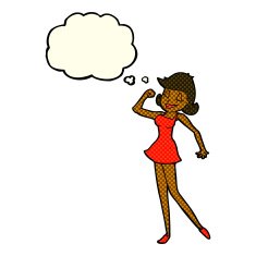 cartoon woman with can do attitude thought bubble N6
