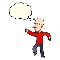cartoon angry old man with thought bubble N68