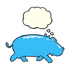 cartoon hippopotamus with thought bubble N5