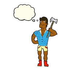 cartoon lumberjack with thought bubble N4