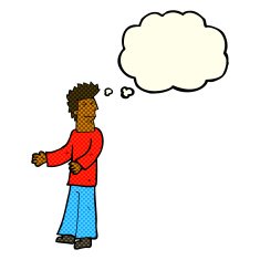 cartoon disgusted man with thought bubble N6