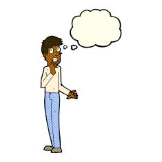 cartoon worried man with thought bubble N48