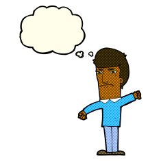 cartoon angry man with thought bubble N47