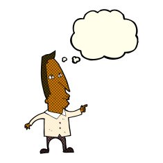 cartoon pointing man with thought bubble N41