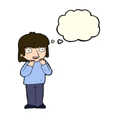 cartoon excited person with thought bubble N5