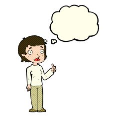 cartoon woman giving thumbs up symbol with thought bubble N31