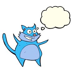 funny cartoon cat with thought bubble N6