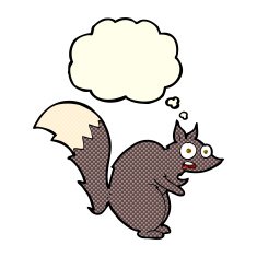 funny startled squirrel cartoon with thought bubble N6