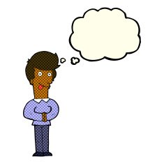 cartoon man sticking out tongue with thought bubble N15