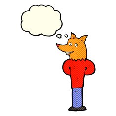 cartoon fox man with thought bubble N23