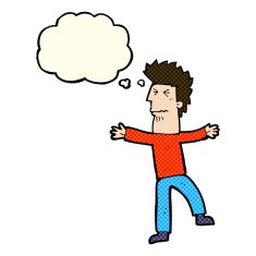 cartoon stressed man with thought bubble N34