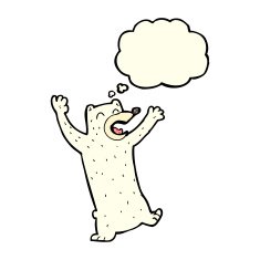 cartoon polar bear with thought bubble N35