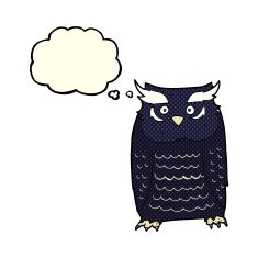 cartoon owl with thought bubble N32
