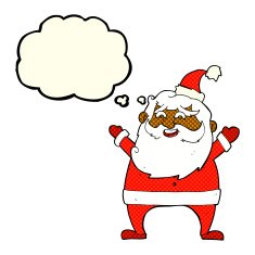 jolly santa cartoon with thought bubble N16
