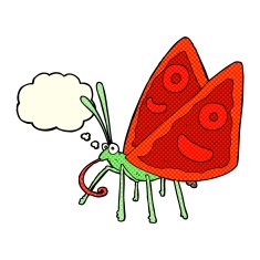 cartoon funny butterfly with thought bubble N6