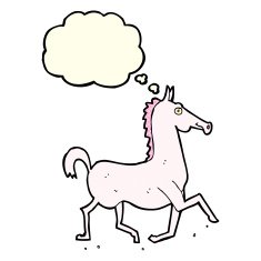 cartoon horse with thought bubble N15