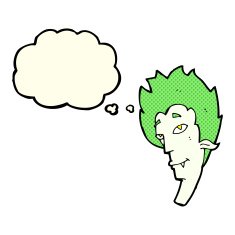 cartoon vampire head with thought bubble N20