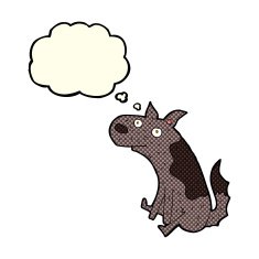 cartoon sitting dog with thought bubble N5