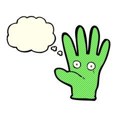cartoon hand with eyes thought bubble N3