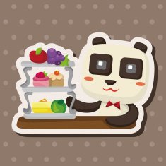 animal panda having afternoon tea theme elements N3