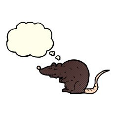 cartoon black rat with thought bubble N3