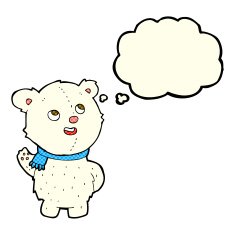cartoon cute polar bear cub with thought bubble N13