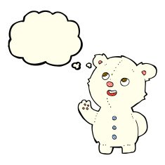 cartoon cute polar bear cub with thought bubble N14