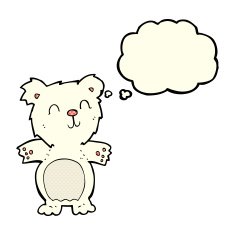 cartoon cute polar bear cub with thought bubble N15