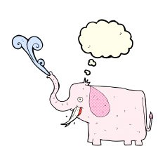 cartoon happy elephant with thought bubble N6